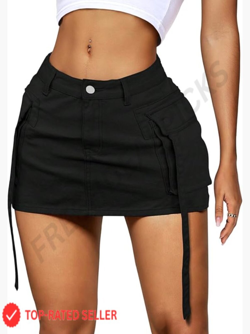 Low Waist Denim Mini Skirt with Cargo Flap Pockets Y2k Button Fly - Picture 1 of 7